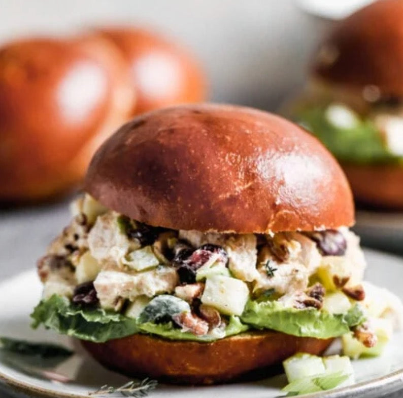 Turkey salad on a round roll